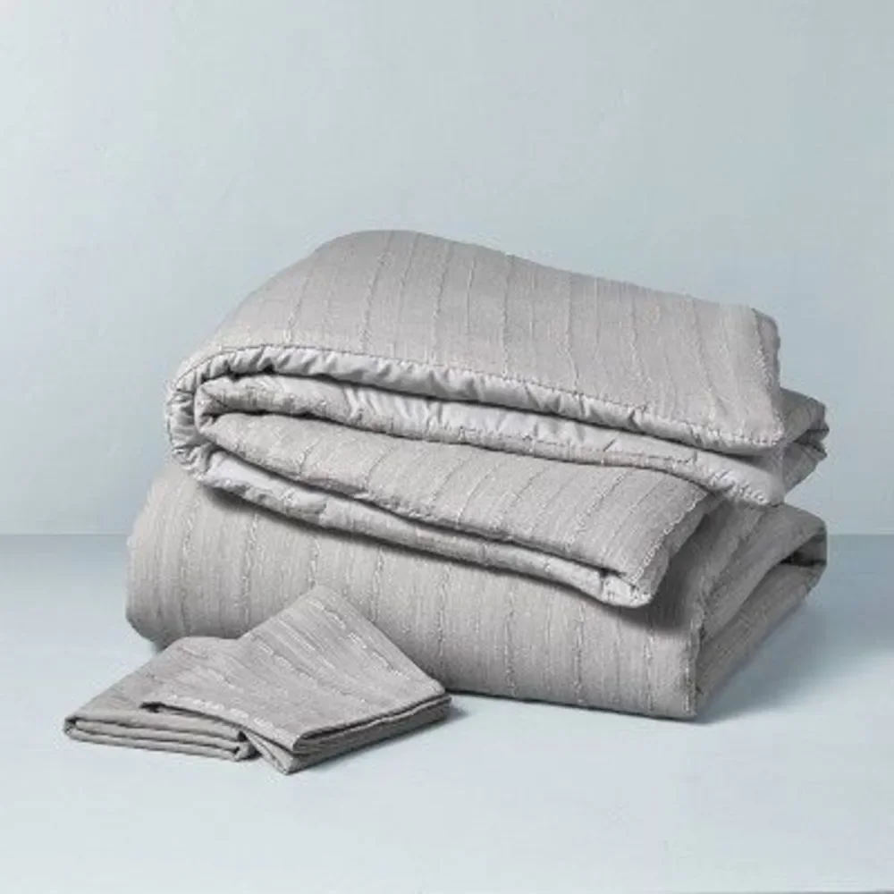 King Washed Loop Stripe Duvet Cover Bedding Set Gray - Hearth & Hand Threshold